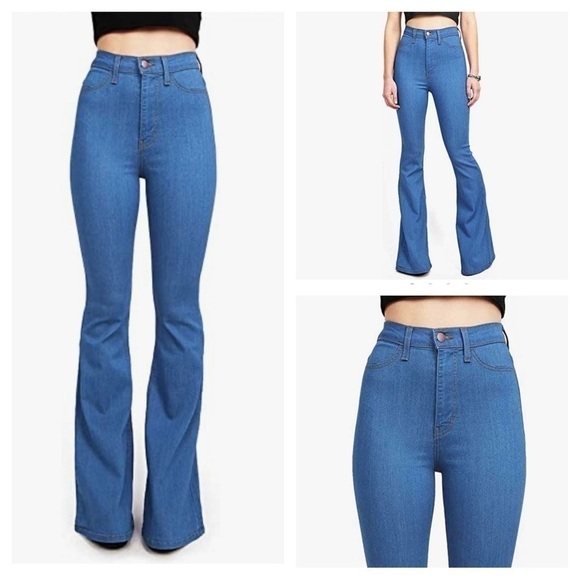 Vibrant Women's Juniors Bell Bottom High Waist Fitted Denim Jeans size 7 Waist27 - Picture 1 of 12